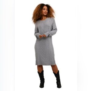 Chic Long Sleeve Gray Sweater Dress